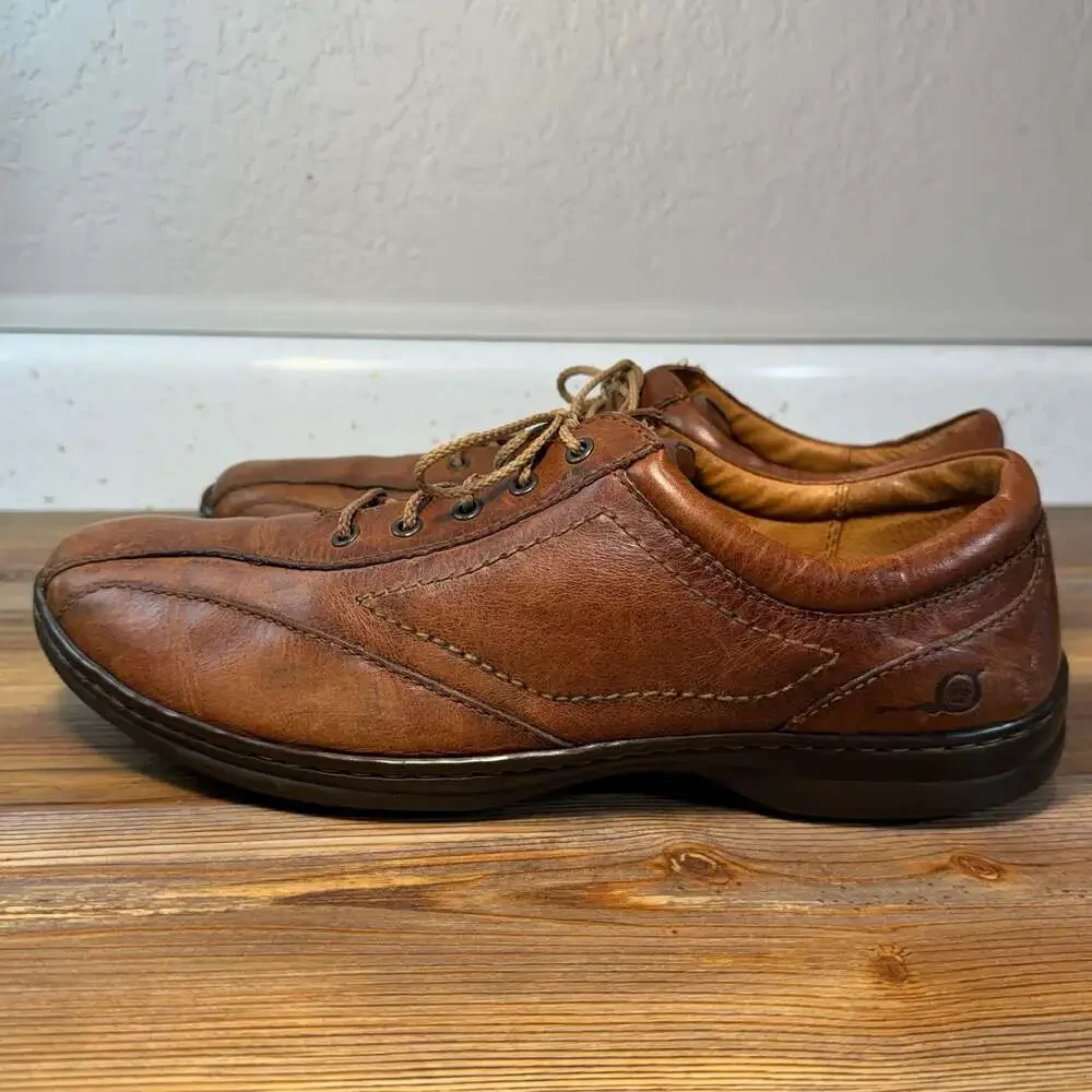 Born Men's Brown Leather Lace-Up Casual Oxford Shoes, Size 11/45